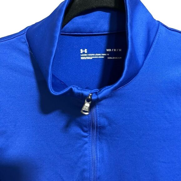 Under Armour Authentics ColdGear 1/2 Zip T-Shirt Pullover Royal Blue Jacket - Picture 10 of 11